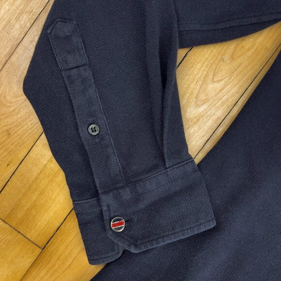 GUCCI Duke Long Sleeve Button Down Polo Style Navy Blue Shirt Size 39 - Picture 4 of 10